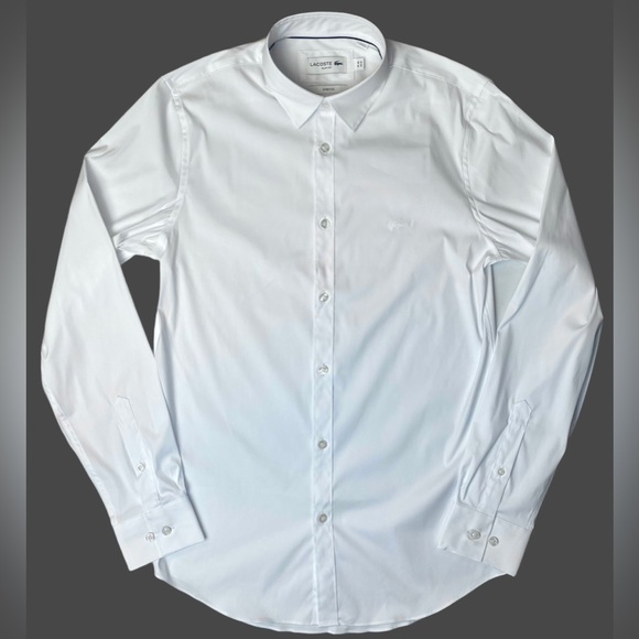 Lacoste Mens Slim Fit Stretch Poplin Long Sleeve Button Up Shirt